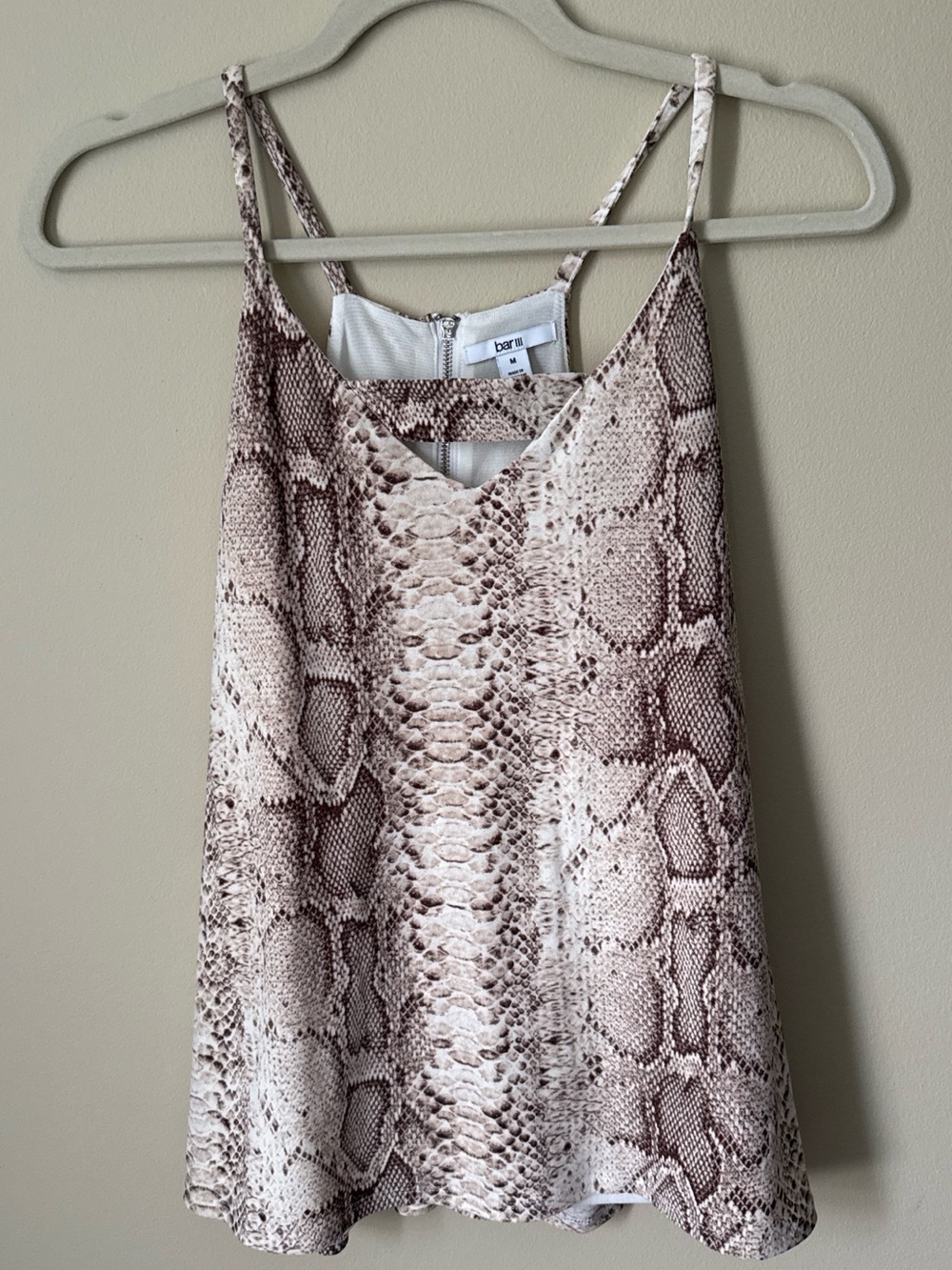 Bar III Snake Print Spaghetti Strap Cami in Beige and Brown